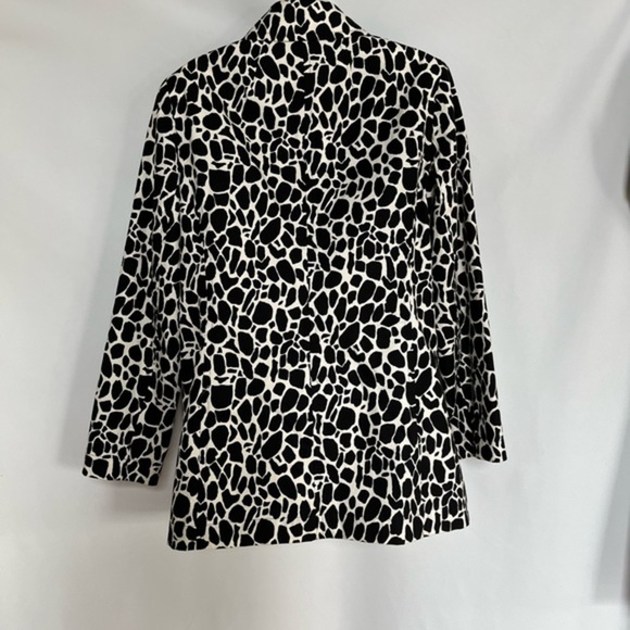 Jones New York Giraffe Print Stretch Lined Cotton White / Black Jacket Size‎ M - Picture 3 of 12